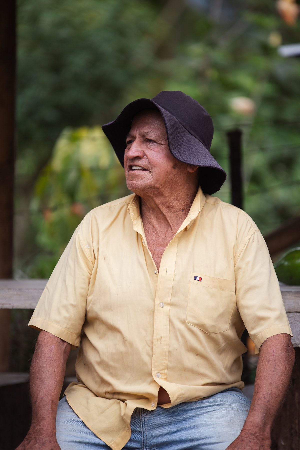 Portrait of a farmer in a wide brimmed hat